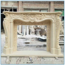 Mantel de lareira de mármore amarelo de grande porte para casa